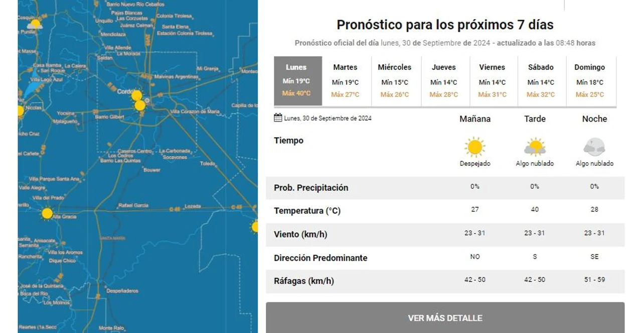 Pronóstico para los próximos 7 días. Fotografía: Agencia Noticias Argentinas / captura.