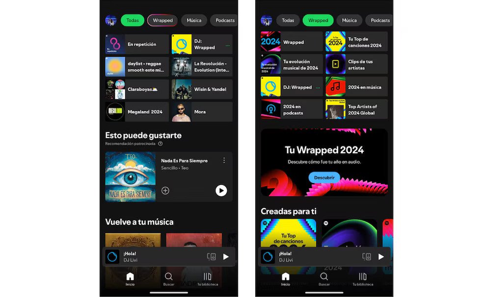 Spotify Wrapped se puede ver en la aplicación móvil, web y de escritorio. (Spotify)